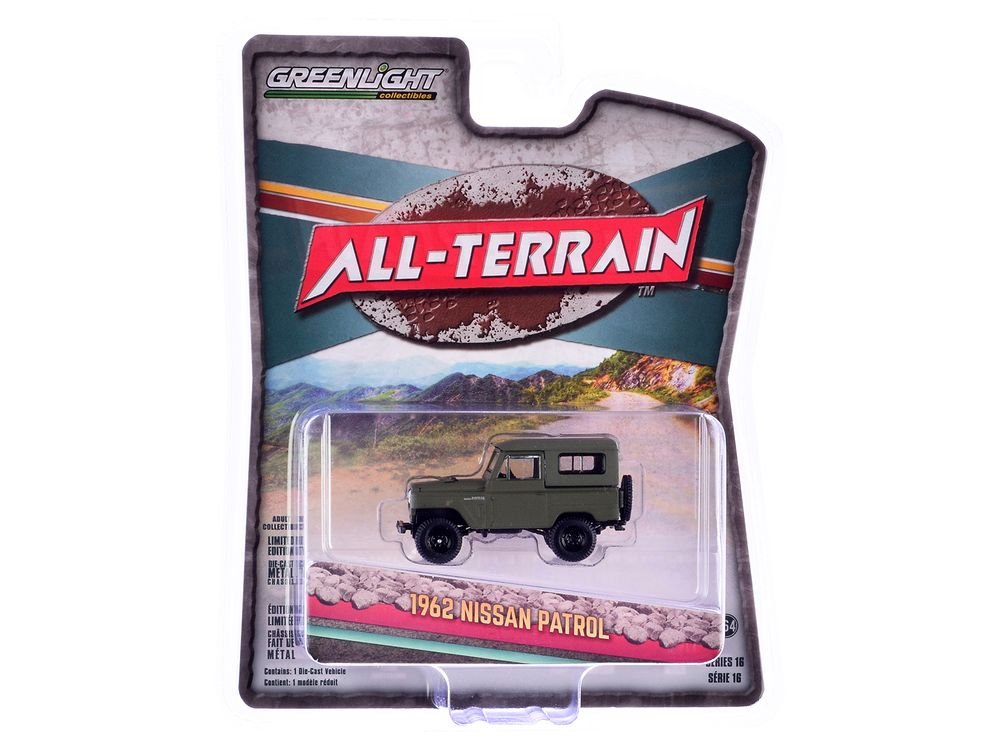 1962 Nissan Patrol Matt Olive Green "All Terrain" Series 16 1/64 Diecast Model Car by Greenlight view 3