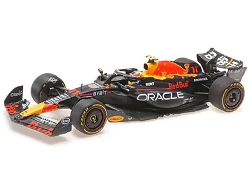 Red Bull Racing RB19 #11 Sergio Perez "Oracle" 2nd Place F1 Formula One "Italian GP" (2023) with Driver Limited Edition to 108 pieces Worldwide 1/18 Diecast Model Car by Minichamps view 2