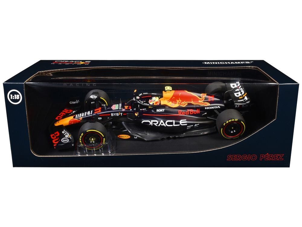 Red Bull Racing RB19 #11 Sergio Perez "Oracle" 2nd Place F1 Formula One "Italian GP" (2023) with Driver Limited Edition to 108 pieces Worldwide 1/18 Diecast Model Car by Minichamps view 3