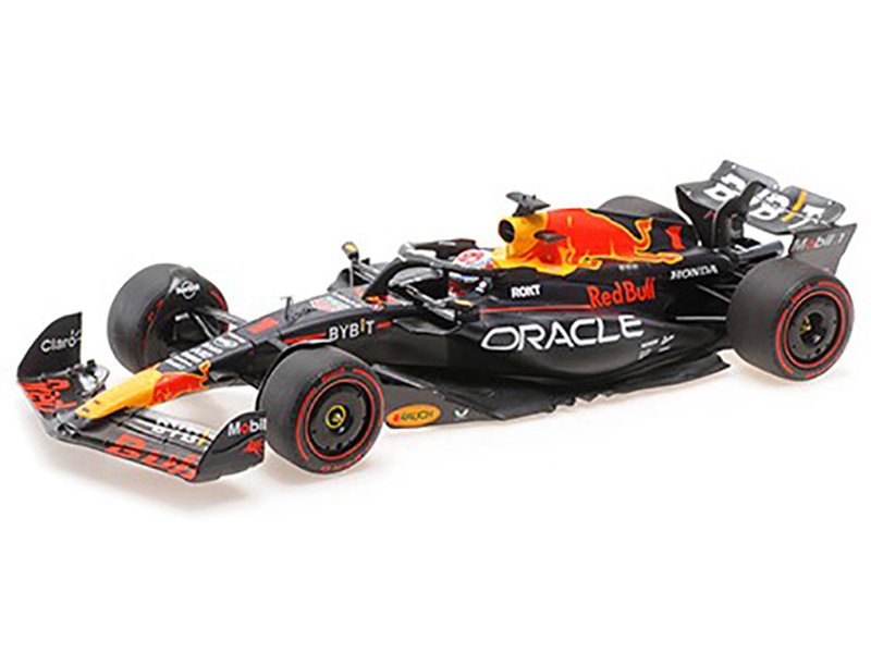 Red Bull Racing RB19 #1 Max Verstappen "Oracle" 2nd Place F1 Formula One Sprint Race "Qatar GP" (2023) with Driver Limited Edition to 480 pieces Worldwide 1/18 Diecast Model Car by Minichamps view 2