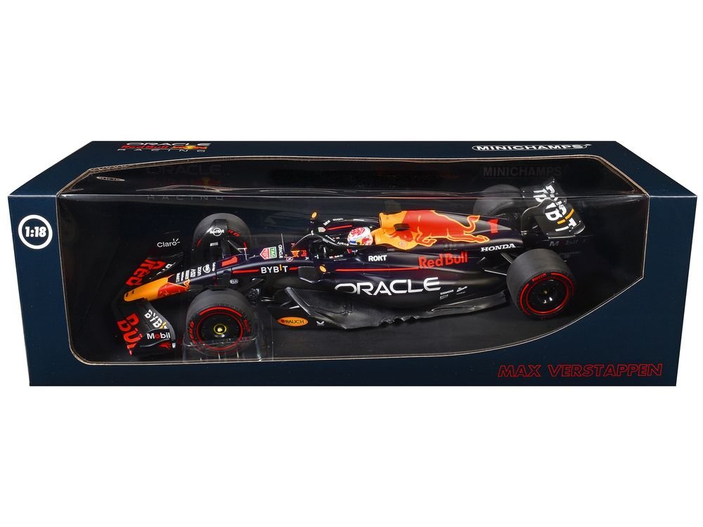 Red Bull Racing RB19 #1 Max Verstappen "Oracle" 2nd Place F1 Formula One Sprint Race "Qatar GP" (2023) with Driver Limited Edition to 480 pieces Worldwide 1/18 Diecast Model Car by Minichamps view 3