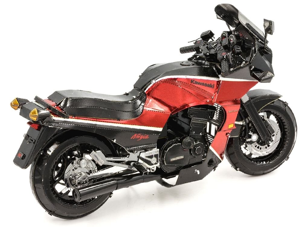 Model Kit Kawasaki GPz900R Motorcycle Red and Black (Challenging Difficulty) Steel Model by Metal Earth view 3