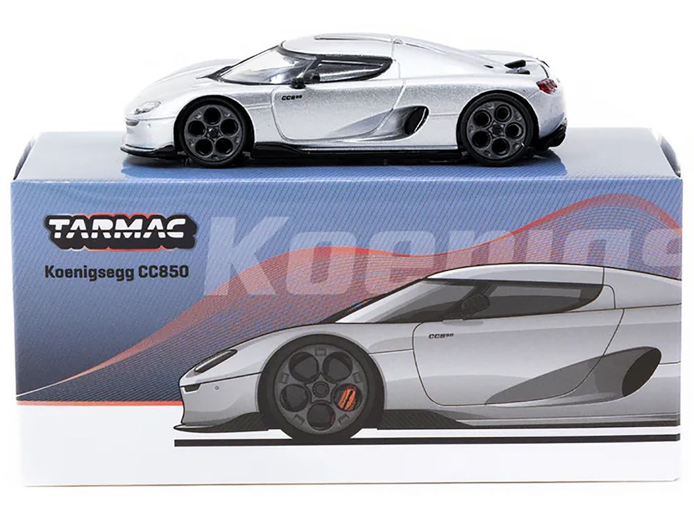 Koenigsegg CC850 Silver Metallic "Global64" Series 1/64 Diecast Model by Tarmac Works view 3