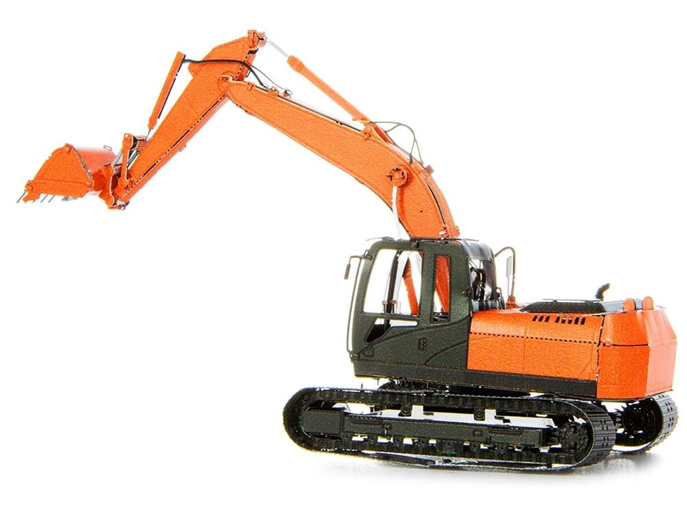 Model Kit Excavator Orange and Black (Challenging Difficulty) Steel Model by Metal Earth view 2