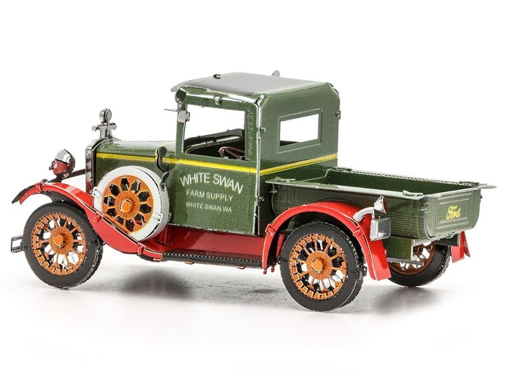 Model Kit 1931 Ford Model A Pickup Truck Green (Moderate Difficulty) Steel Model by Metal Earth view 2