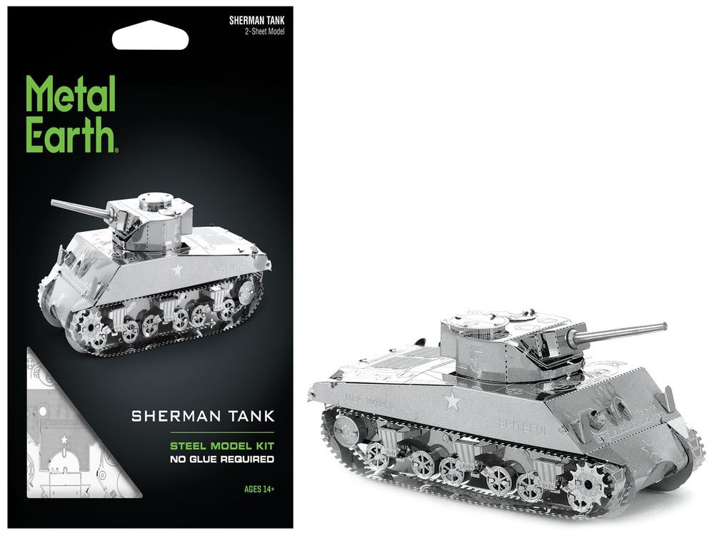 Model Kit American Sherman Tank (Moderate Difficulty) Steel Model by Metal Earth