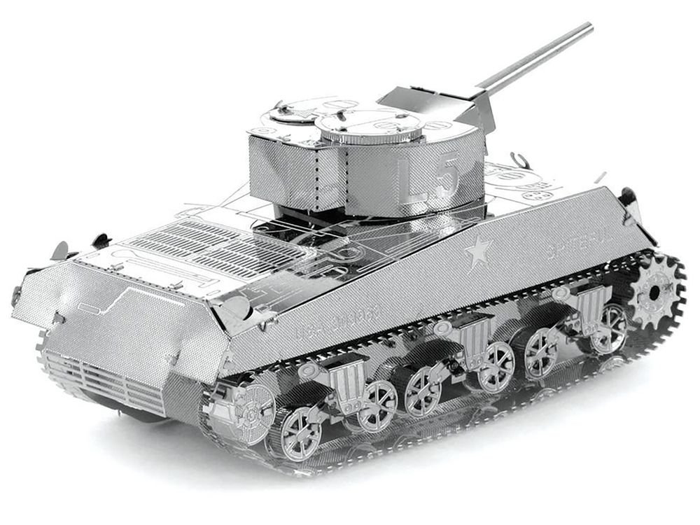 Model Kit American Sherman Tank (Moderate Difficulty) Steel Model by Metal Earth view 3