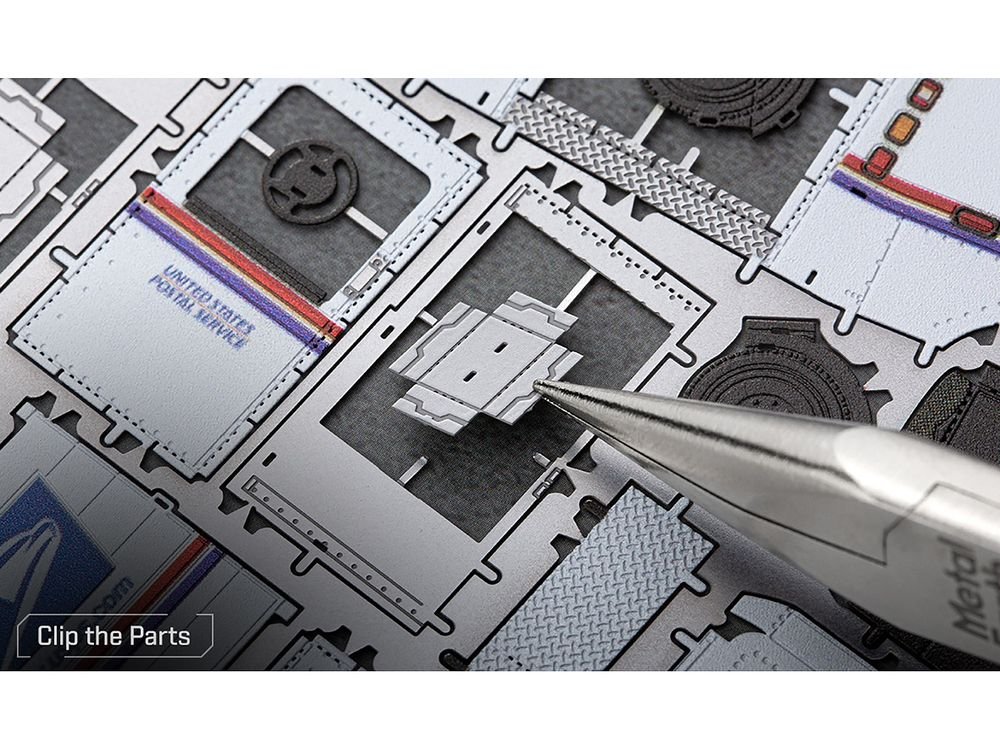 Model Kit  LLV Mail Truck White "USPS (United States Postal Service)" (Moderate Difficulty) Steel Model by Metal Earth view 4