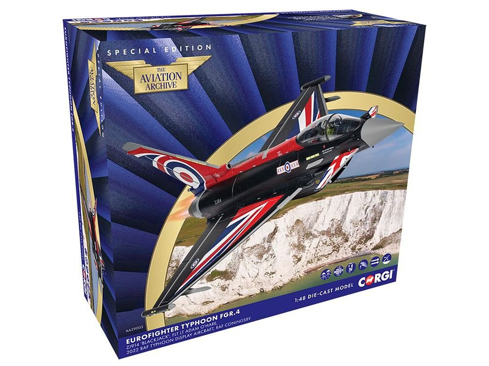 Eurofighter Typhoon FGR4 Aircraft "Blackjack RAF Typhoon Display Aircraft" (2022) British Royal Air Force "The Aviation Archive" Series 1/48 Diecast Model by Corgi view 3
