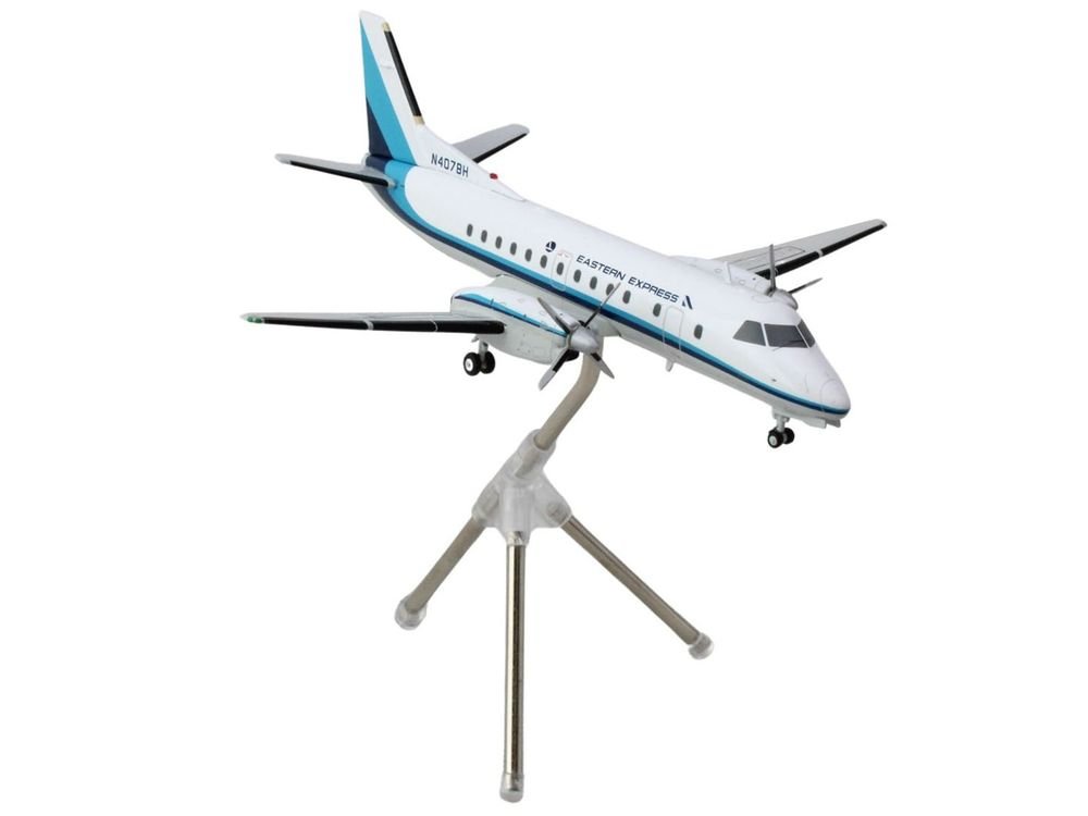 Saab 340A Commercial Aircraft "Eastern Express/Bar Harbor" (N407BH) White with Blue Stripes "Gemini 200" Series 1/200 Diecast Model Airplane by GeminiJets view 2