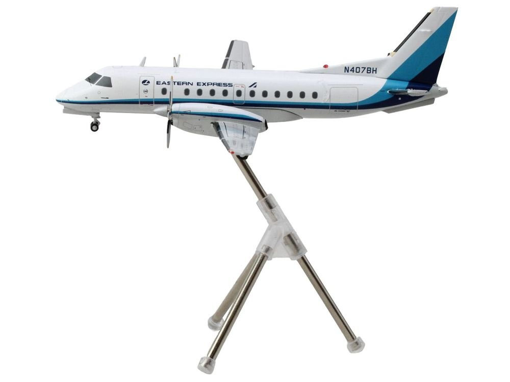 Saab 340A Commercial Aircraft "Eastern Express/Bar Harbor" (N407BH) White with Blue Stripes "Gemini 200" Series 1/200 Diecast Model Airplane by GeminiJets view 3