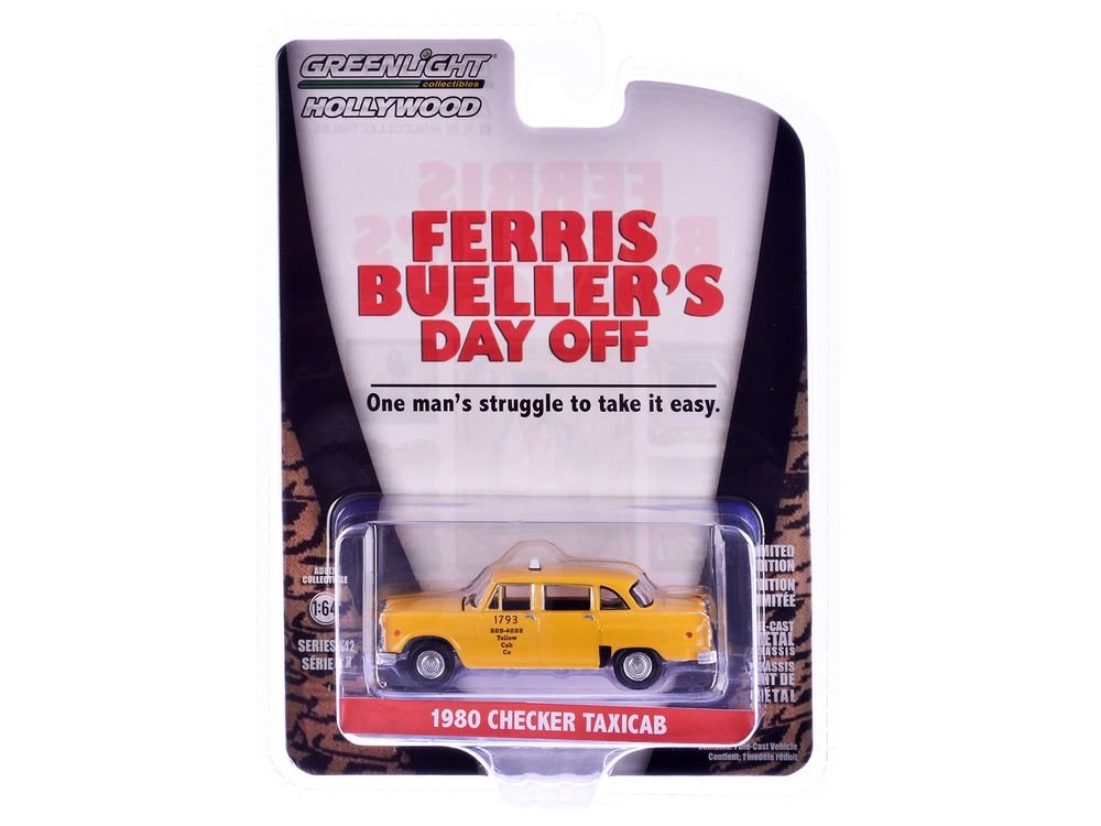 1980 Checker Taxicab "Yellow Cab Co. #1793" Yellow "Ferris Bueller's Day Off" (1986) Movie "Hollywood Series" Release 42 1/64 Diecast Model Car by Greenlight view 3