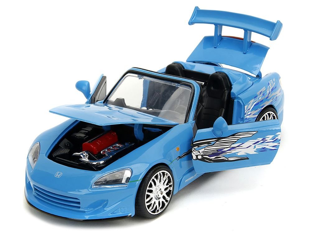 2001 Honda S2000 Convertible Blue with Graphics "Fast & Furious Remix" Series 1/24 Diecast Model Car by Jada view 2