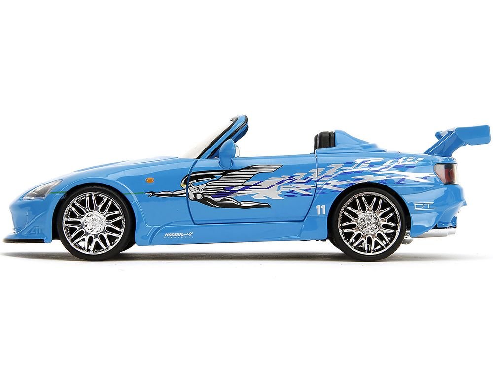 2001 Honda S2000 Convertible Blue with Graphics "Fast & Furious Remix" Series 1/24 Diecast Model Car by Jada view 3