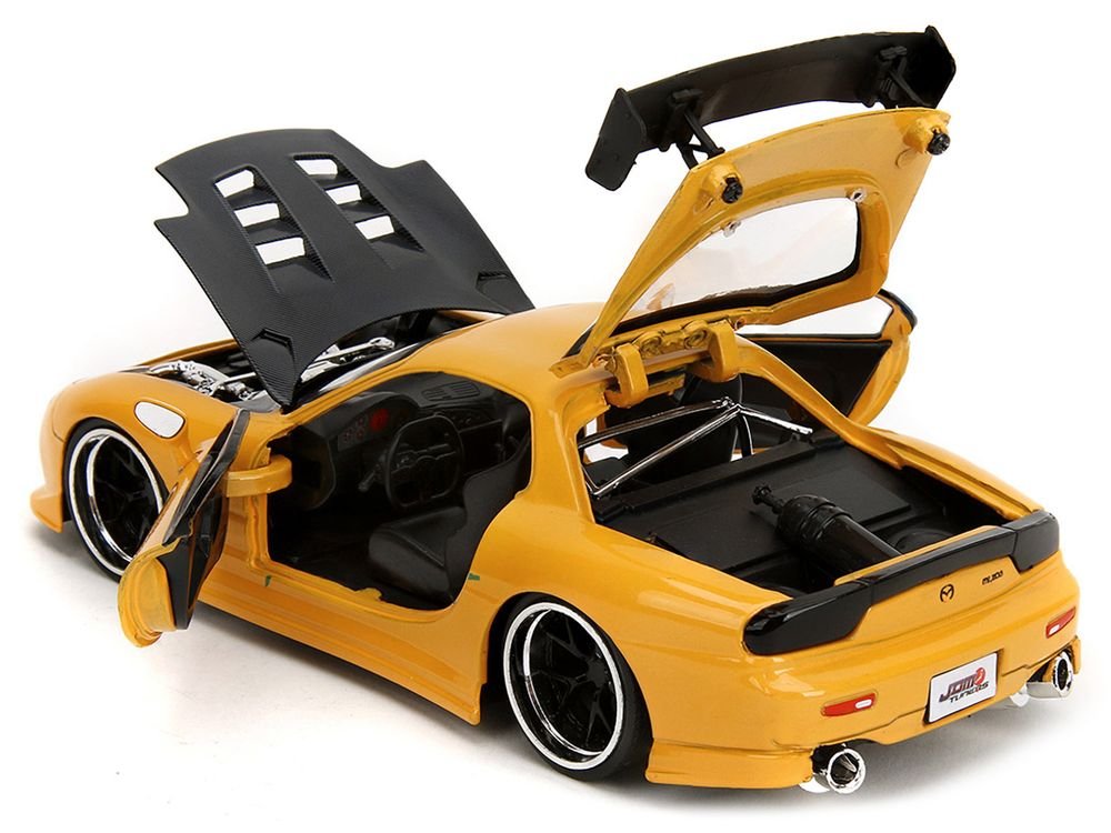 1993 Mazda RX-7 "HKS Power" Yellow with Carbon Hood "JDM Tuners" Series 1/24 Diecast Model Car by Jada view 4