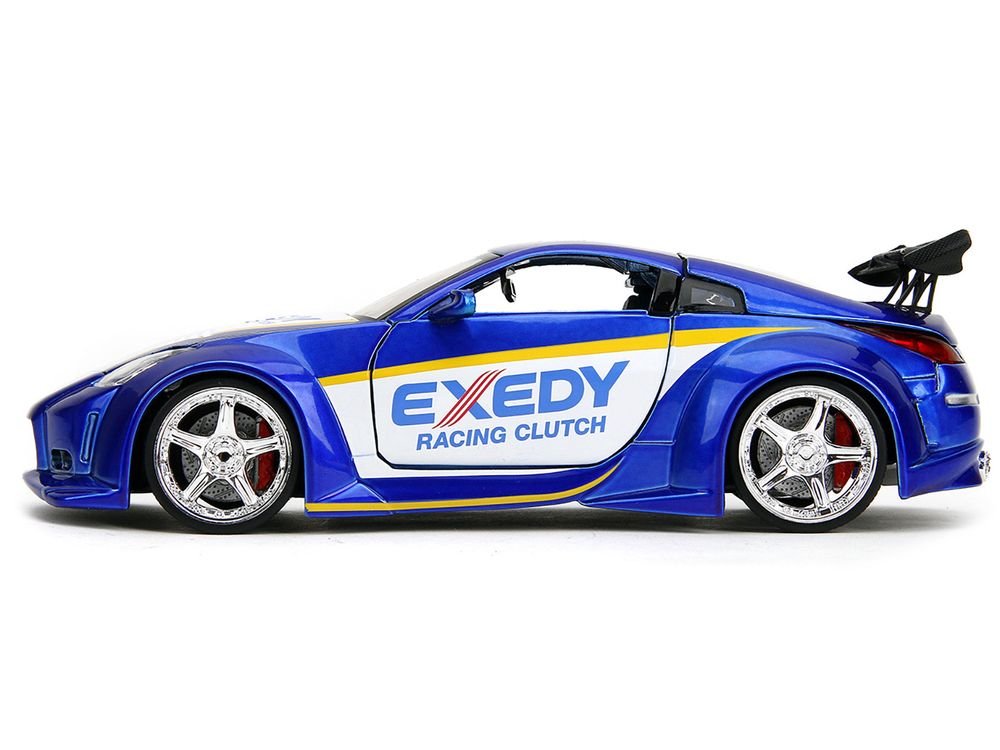 2003 Nissan 350Z "Exedy Racing Clutch" Candy Blue and White "JDM Tuners" Series 1/24 Diecast Model Car by Jada view 3