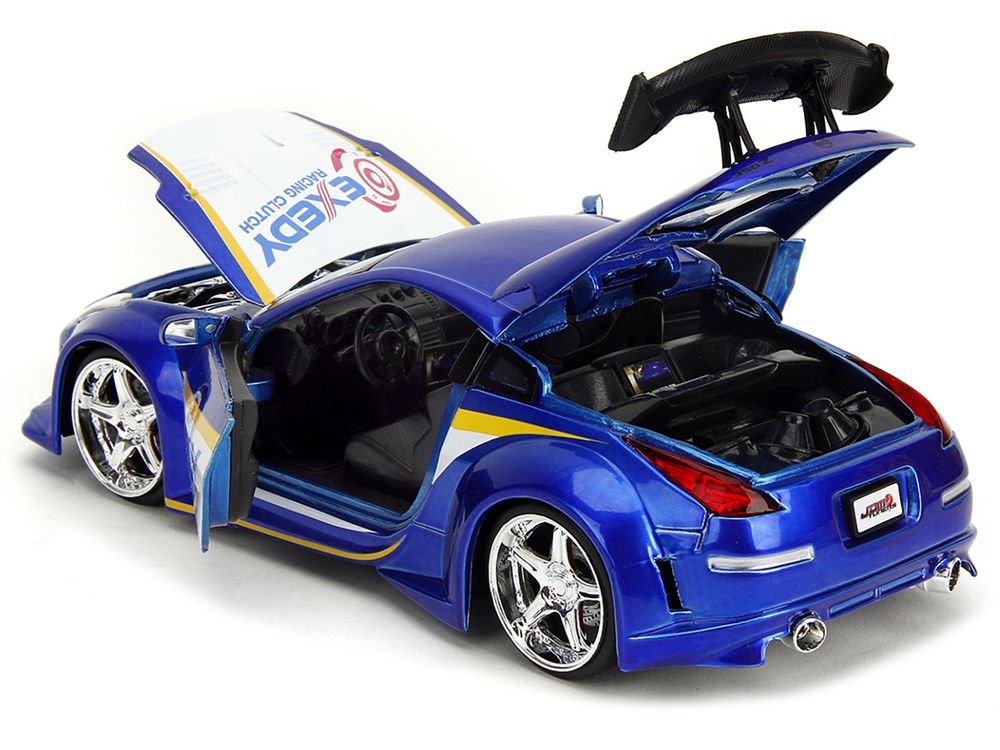 2003 Nissan 350Z "Exedy Racing Clutch" Candy Blue and White "JDM Tuners" Series 1/24 Diecast Model Car by Jada view 5