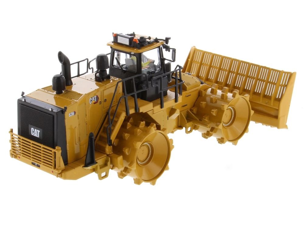 CAT Caterpillar 836 Landfill Compactor Yellow "High Line" Series 1/50 Diecast Model by Diecast Masters view 3