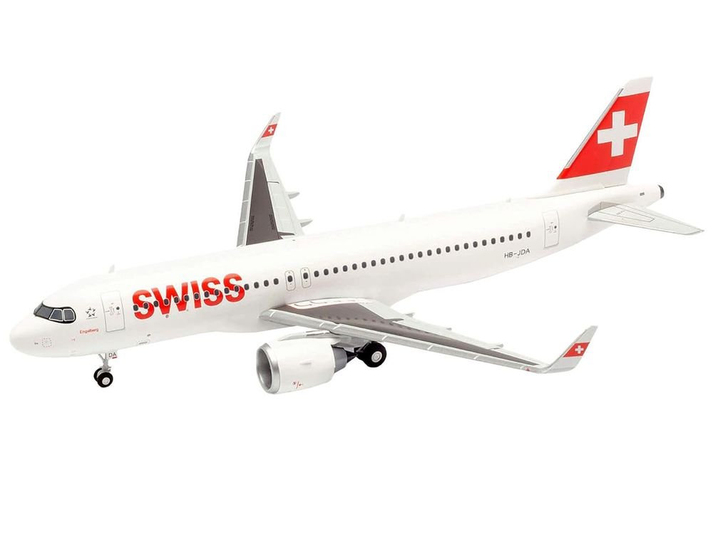 Airbus A220-100 Commercial Aircraft "Swiss International Air Lines" (HB-JBH) White with Red Tail 1/200 Diecast Model Airplane by Herpa view 3