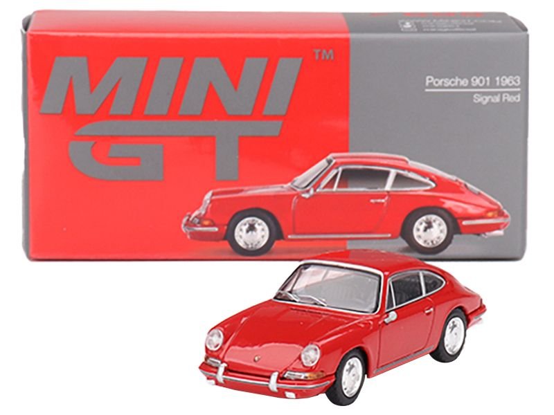 1963 Porsche 901 Signal Red Limited Edition to 4200 pieces Worldwide 1/64 Diecast Model Car by Mini GT view 4