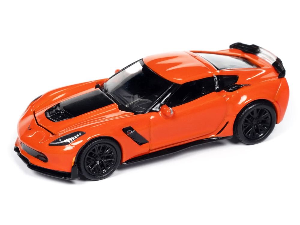 2019 Chevrolet Corvette Z06 Sebring Orange with Black Hood "Sports Cars" Series 1/64 Diecast Model Car by Auto World view 2