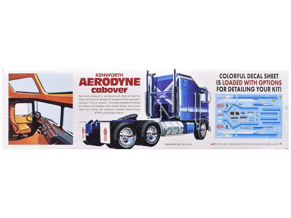 Skill 3 Model Kit Kenworth Aerodyne Cabover Truck Tractor 1/25 Scale Model by AMT view 3