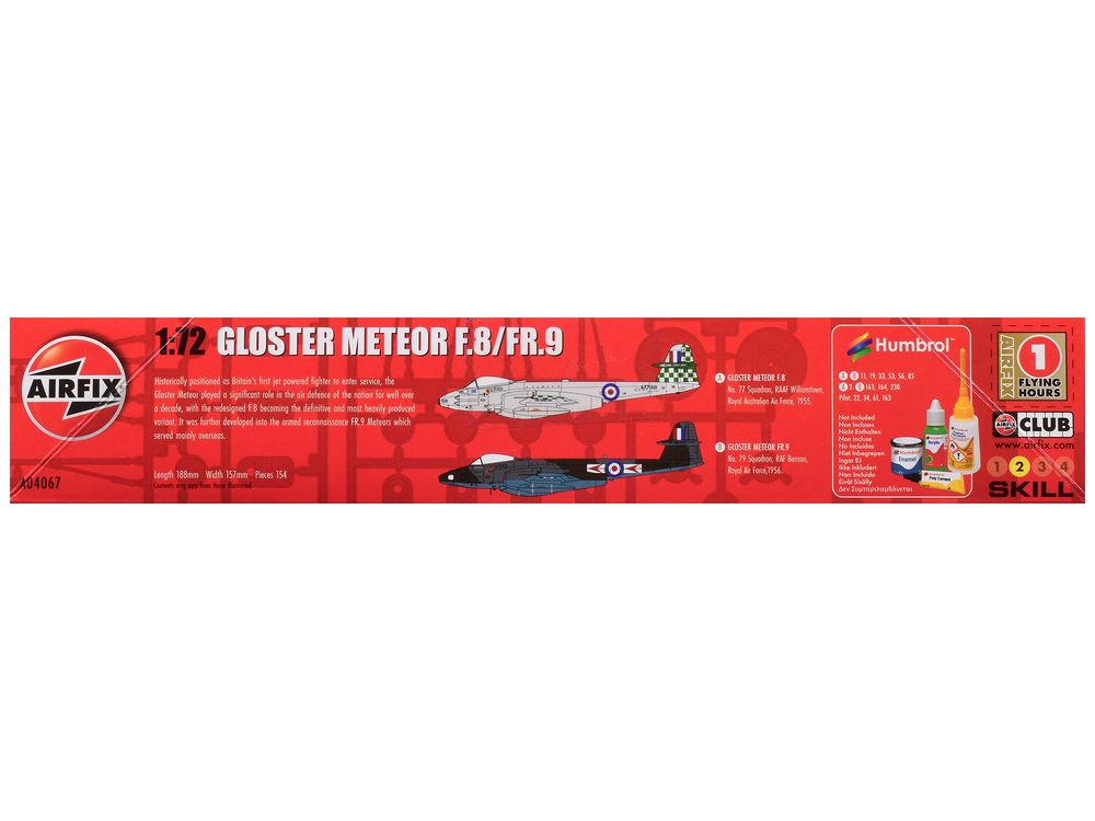 Level 2 Model Kit Gloster Meteor F.8/FR.9 Fighter Aircraft with 2 Scheme Options 1/72 Plastic Model Kit by Airfix view 2