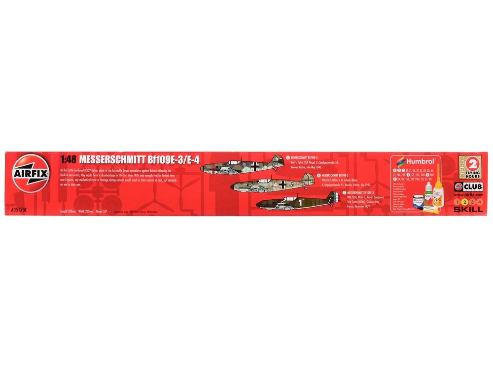 Level 2 Model Kit Messerschmitt Bf109E-3/E-4 Fighter Aircraft with Scheme Options 1/48 Plastic Model Kit by Airfix view 2