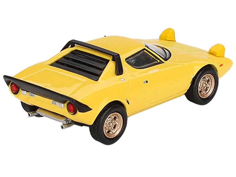 Lancia Stratos HF Stradale Giallo Fly Yellow Limited Edition to 1440 pieces Worldwide 1/64 Diecast Model Car by Mini GT view 3