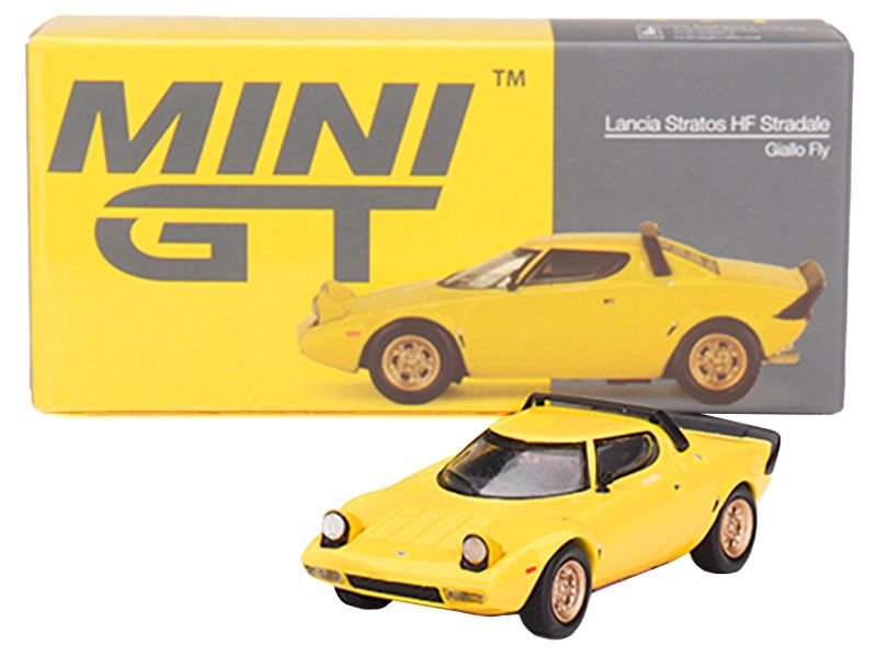 Lancia Stratos HF Stradale Giallo Fly Yellow Limited Edition to 1440 pieces Worldwide 1/64 Diecast Model Car by Mini GT view 4