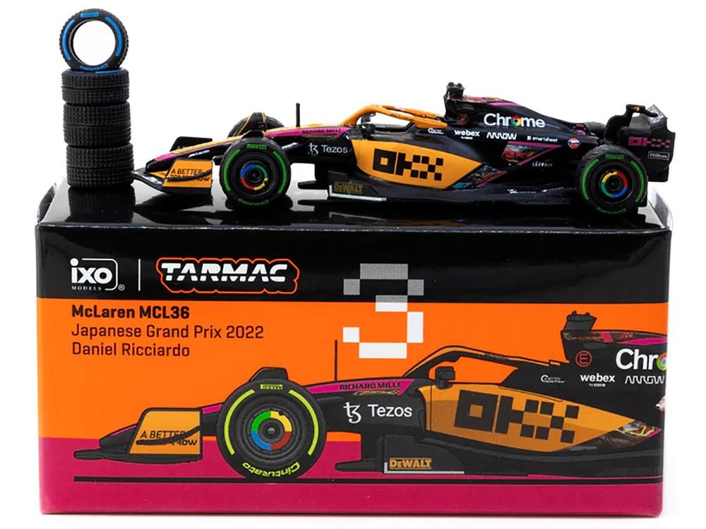 McLaren MCL36 #3 Daniel Ricciardo Formula One F1 "Japanese GP" (2022) "Global64" Series 1/64 Diecast Model Car by Tarmac Works view 3