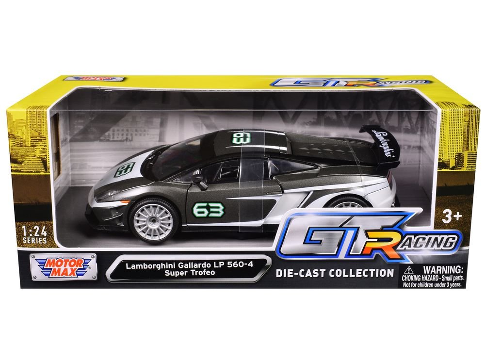 Lamborghini Gallardo LP 560-4 Super Trofeo #63 Gray Metallic and White "GT Racing" Series 1/24 Diecast Model Car by Motormax view 3