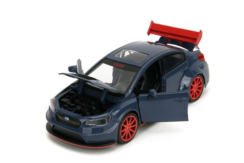 2016 Subaru WRX STI Widebody Dark Blue and Yuji Itadori Diecast Figure "Jujutsu Kaisen" (2020–2023) TV Series "Anime Hollywood Rides" Series 1/24 Diecast Model Car by Jada view 2