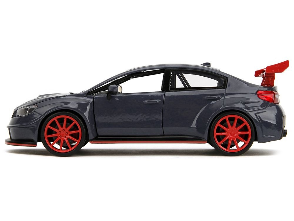 2016 Subaru WRX STI Widebody Dark Blue and Yuji Itadori Diecast Figure "Jujutsu Kaisen" (2020–2023) TV Series "Anime Hollywood Rides" Series 1/24 Diecast Model Car by Jada view 3