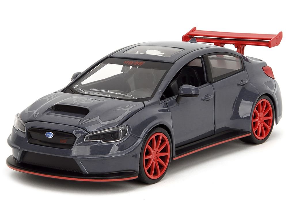 2016 Subaru WRX STI Widebody Dark Blue and Yuji Itadori Diecast Figure "Jujutsu Kaisen" (2020–2023) TV Series "Anime Hollywood Rides" Series 1/24 Diecast Model Car by Jada view 5