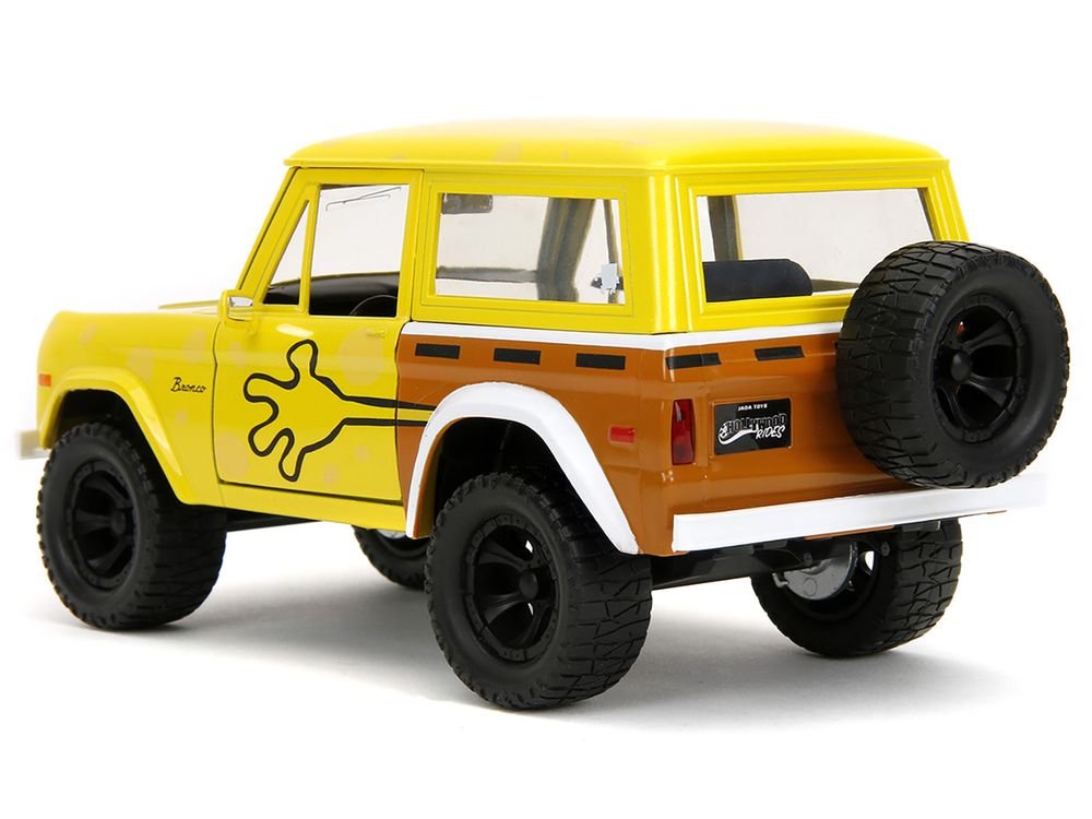 1973 Ford Bronco Yellow with Graphics and SpongeBob SquarePants Diecast Figure "SpongeBob SquarePants" (1999–Current) TV Series "Hollywood Rides" Series 1/24 Diecast Model Car by Jada view 5