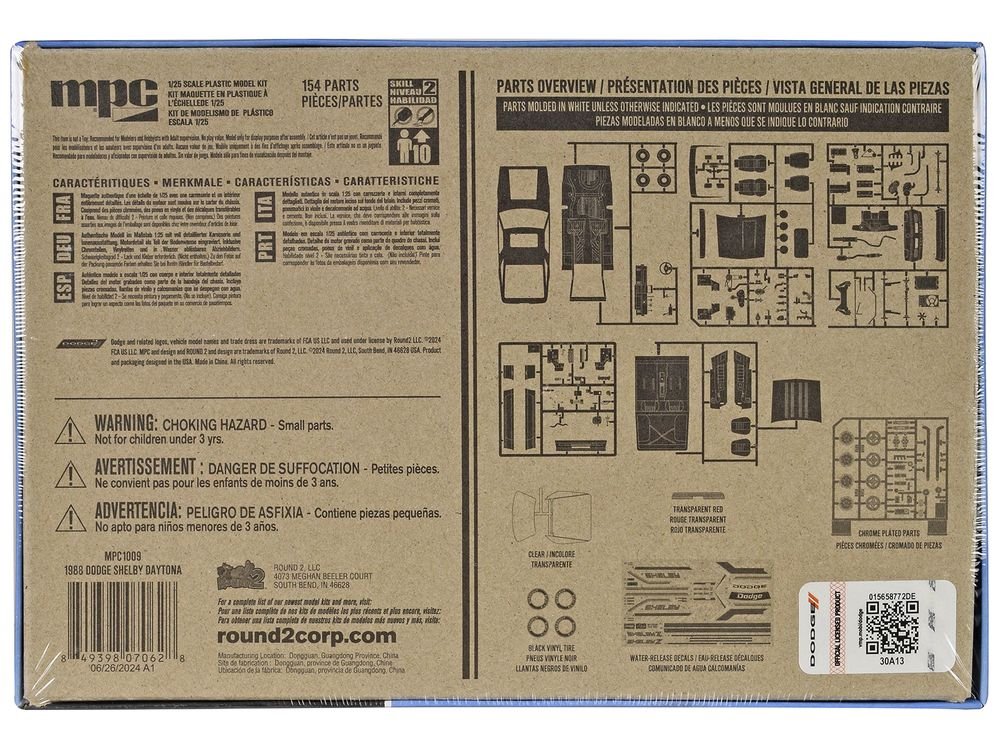 Skill 2 Model Kit 1988 Dodge Shelby Daytona Z 2-in-1 Kit 1/25 Scale Model by MPC view 4