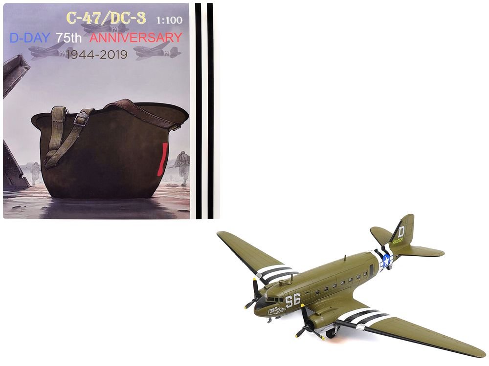 Douglas C-47 Skytrain Transport Aircraft "Night Fright 79th Troop Carrier Squadron 436th Troop Carrier Group D-Day" (1944) United States Army Air Forces 1/100 Diecast Model