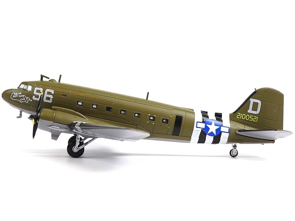 Douglas C-47 Skytrain Transport Aircraft "Night Fright 79th Troop Carrier Squadron 436th Troop Carrier Group D-Day" (1944) United States Army Air Forces 1/100 Diecast Model view 2