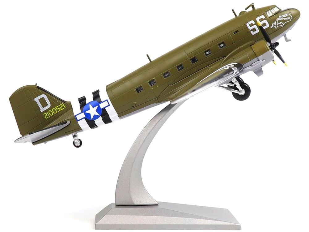 Douglas C-47 Skytrain Transport Aircraft "Night Fright 79th Troop Carrier Squadron 436th Troop Carrier Group D-Day" (1944) United States Army Air Forces 1/100 Diecast Model view 5