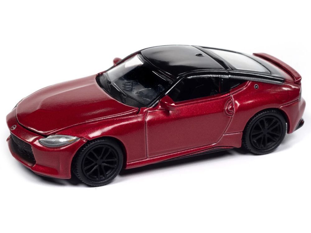 2023 Nissan Z Passion Red Metallic with Black Top "Import Legends" Series 1/64 Diecast Model Car by Auto World view 2
