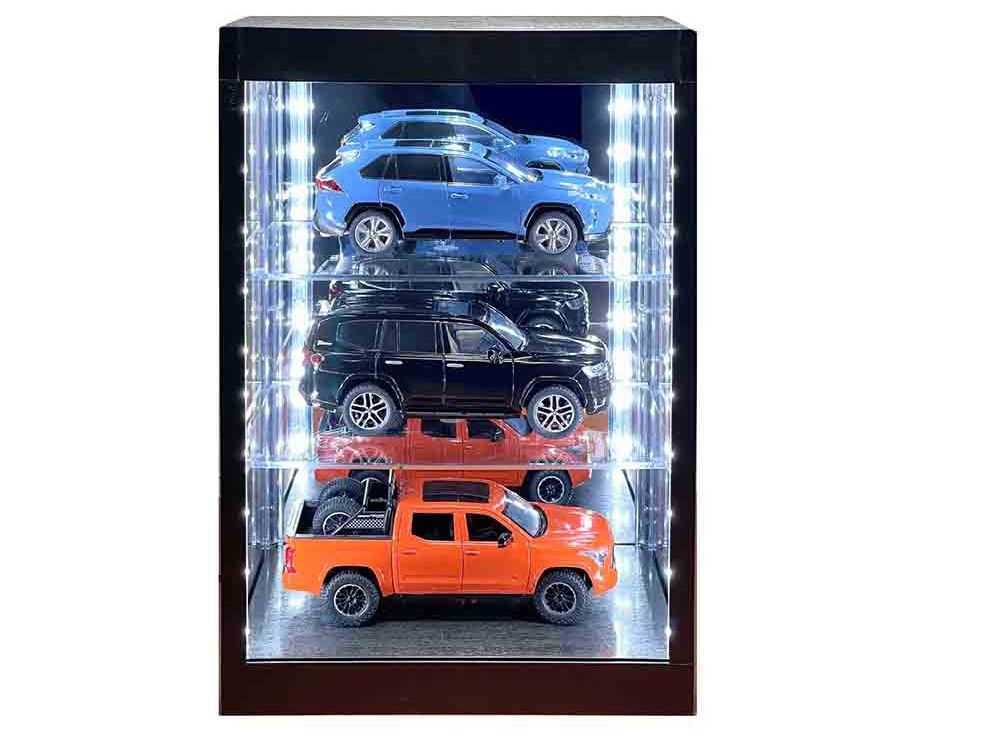 Showcase 3 Tier Display Case with Mirror Back Panel and LED Lights for 1/64-1/18  Scale Models view 4