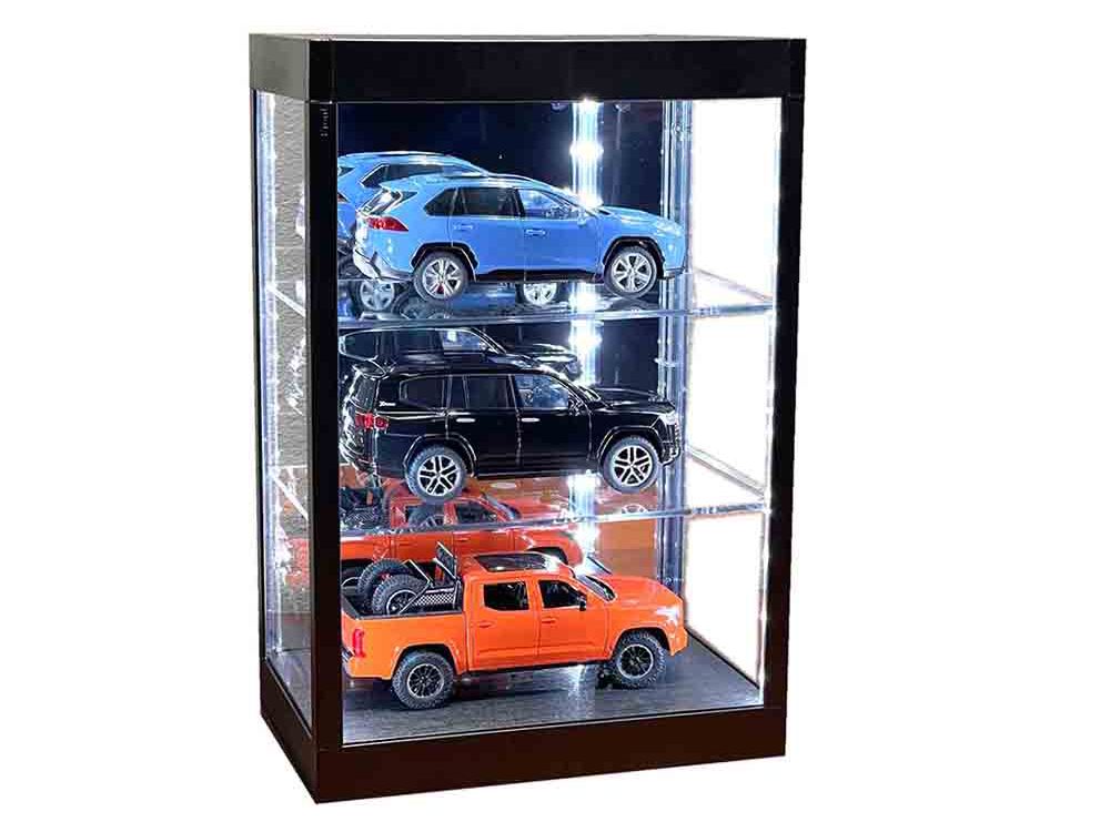 Showcase 3 Tier Display Case with Mirror Back Panel and LED Lights for 1/64-1/18  Scale Models view 5