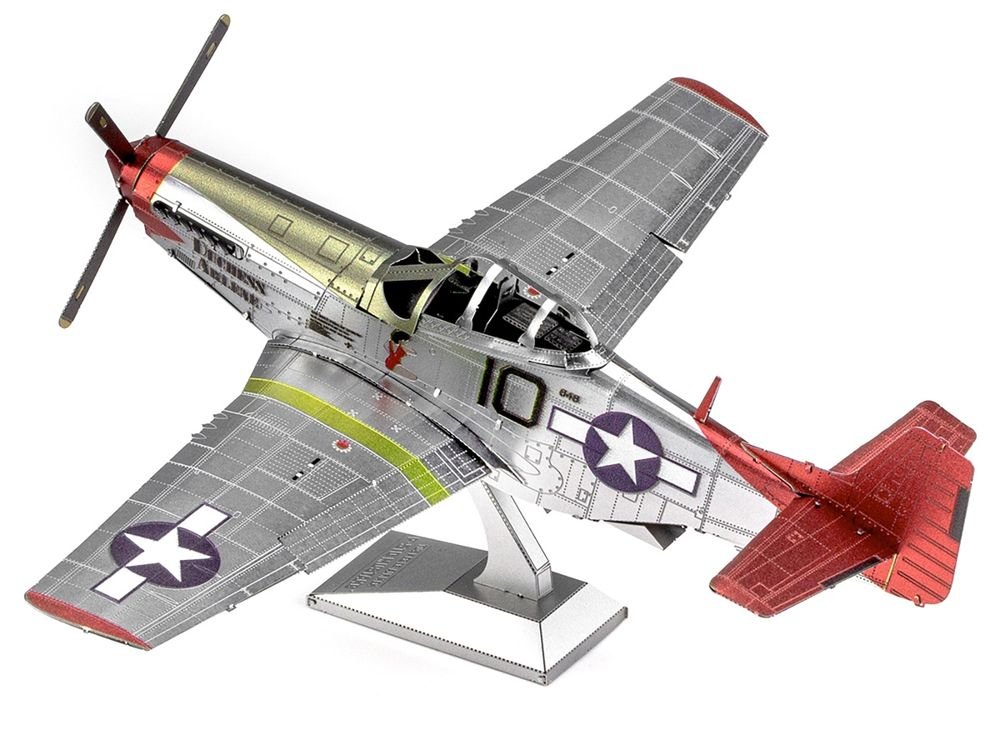Model Kit North American P-51D Mustang Fighter Aircraft "Tuskegee Airmen Duchess Arlene 100th Fighter Squadron" United States Army Air Forces (Challenging Difficulty) Steel Model by Metal Earth view 2