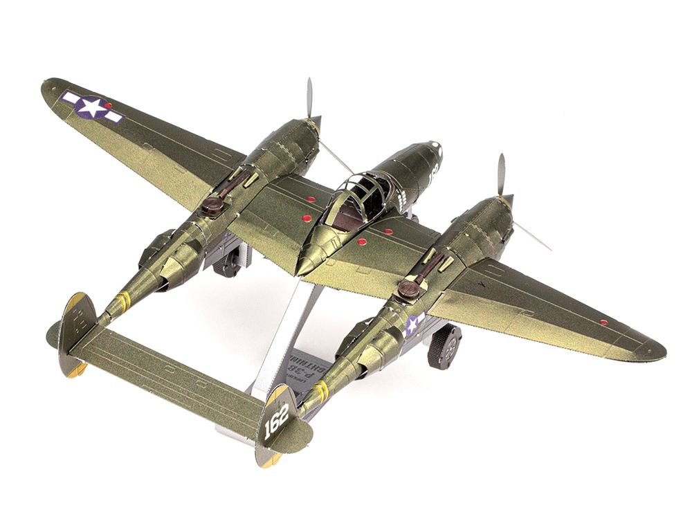 Model Kit Lockheed Martin P-38 Lightning Fighter Aircraft "#162" United States Army Air Forces (Challenging Difficulty) Model by Metal Earth view 2