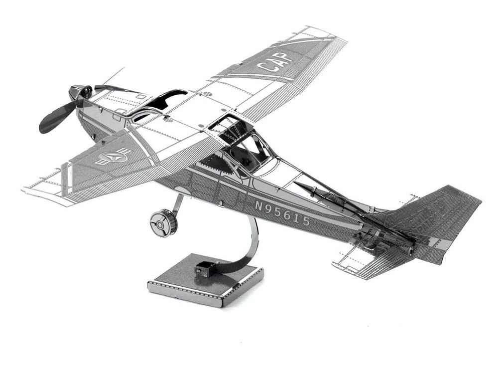 Model Kit Cessna 172 Skyhawk Aircraft (Moderate Difficulty) Steel Model by Metal Earth view 2