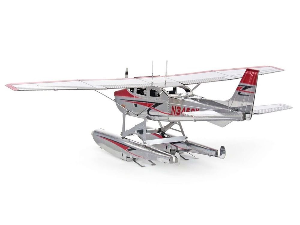 Model Kit Cessna 182 Floatplane White and Red (Moderate Difficulty) Steel Model by Metal Earth view 4