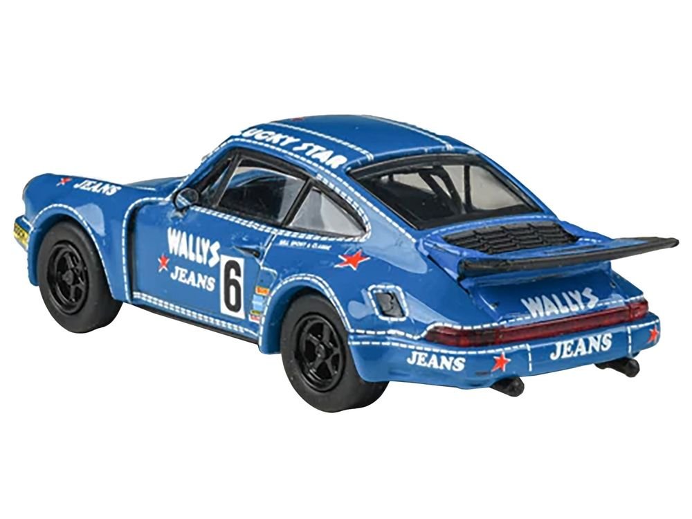 1975 Porsche 911 Carrera RSR 3.0 #6 "Kremer Racing - Wallys Jeans" Blue 1/64 Diecast Model Car by Paragon Models view 3