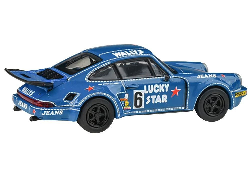 1975 Porsche 911 Carrera RSR 3.0 #6 "Kremer Racing - Wallys Jeans" Blue 1/64 Diecast Model Car by Paragon Models view 4