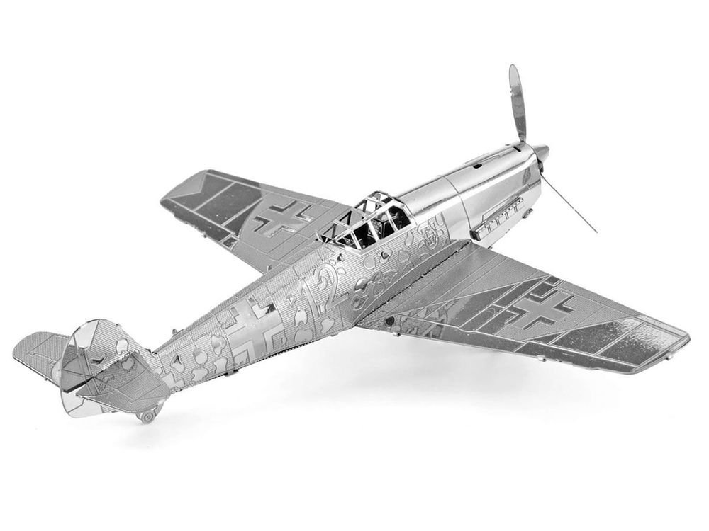 Model Kit Messerschmitt BF-109 Fighter Aircraft "German Luftwaffe" (Moderate Difficulty) Steel Model by Metal Earth view 3